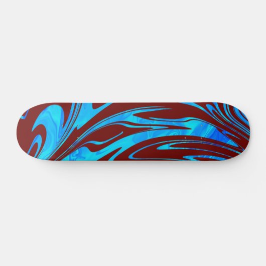 Abstract Wave Aqua Red Skateboard (Horizontaal)