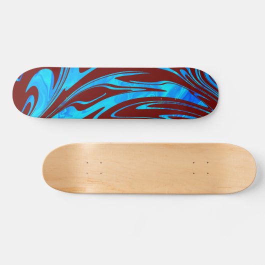 Abstract Wave Aqua Red Skateboard (Horizontaal)