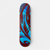 Abstract Wave Aqua Red Skateboard (Voorkant)