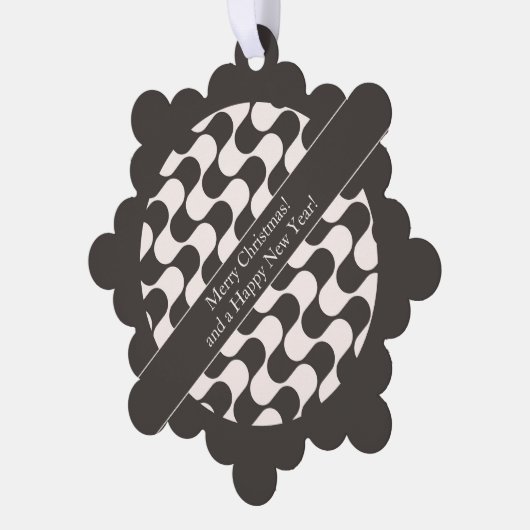 Abstract Waves Black and White with Text Ornament Kaart (Links)