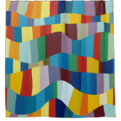 Abstract Wavy Colour Patchwork 291020 Douchegordijn (Voorkant)