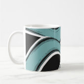 Abstract Wavy Teal and Black Flow Design Koffiemok (Links)