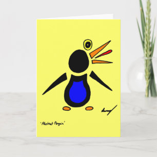 Abstract Wenskaart van Penguin - Geel Kaart