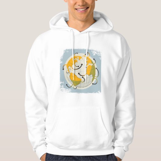 Abstract Wereldbol Mannen Hoodie (Voorkant)