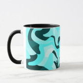 Abstract wervelend aqua en Blauwgroen ontwerp Mok (Links)