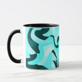 Abstract wervelend aqua en Blauwgroen ontwerp Mok