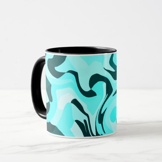 Abstract wervelend aqua en Blauwgroen ontwerp Mok (Voorkant links)