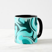 Abstract wervelend aqua en Blauwgroen ontwerp Mok (Voorkant rechts)