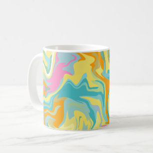 Abstract wervelend marmer met felle kleuren koffiemok