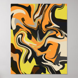 Abstract wervelend patroon in aardse tonen poster