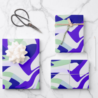 Abstract wervelend patroon in koele tinten inpakpapier vel