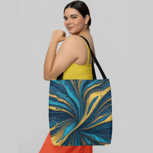 Abstract wervelend patroon met tinten blauw draagtas