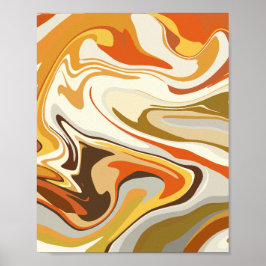 Abstract wervelend Sinaasappel en beige design Poster