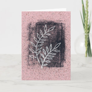 Abstract White Twig on Pink and Black Painting Kaart
