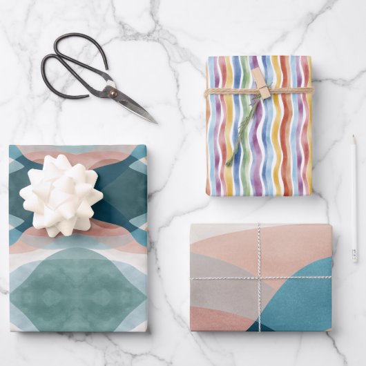 Abstract wikkelpapier Flat Sheet Set van 3 Inpakpapier Vel (Voorkant)
