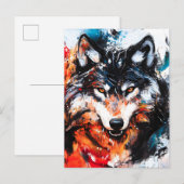 Abstract Wild Spirit Wolf Aankondigingskaart (Voorkant / Achterkant)