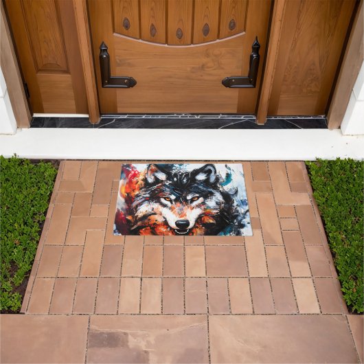 Abstract Wild Spirit Wolf Deurmat (Buiten)