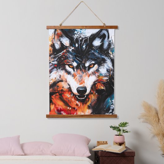 Abstract Wild Spirit Wolf Hangend Wandkleed (Slaapkamer)