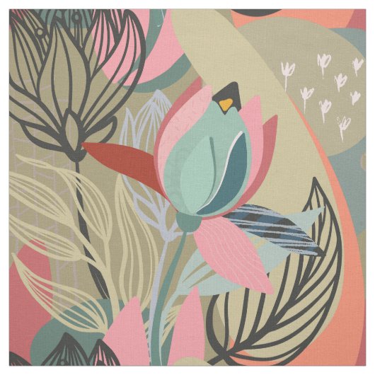 Abstract Wilde Roos Stof (Swatch)