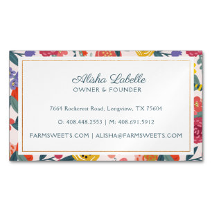 Abstract Wildflower Foliage & Bijen Patroon Magnetisch Visitekaartje