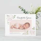 Abstract Wildflower Script Fotogeboorte Aankondiging (Staand voorkant)