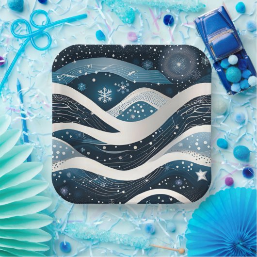 Abstract Winter Wonderland Square Papieren Bordje (Feest)