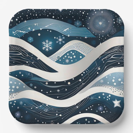 Abstract Winter Wonderland Square Papieren Bordje (Voorkant)