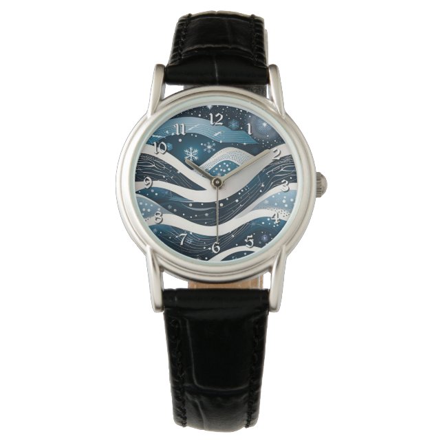 Abstract Winterwonderland Horloge (Voorkant)