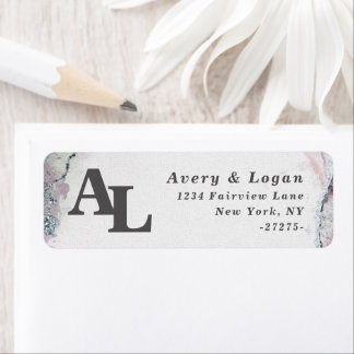Abstract Wisteria Paars Monogram Return Address Etiket