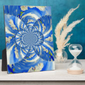 Abstract wit blauw bloemenschilderij fotoplaat (Zijkant)