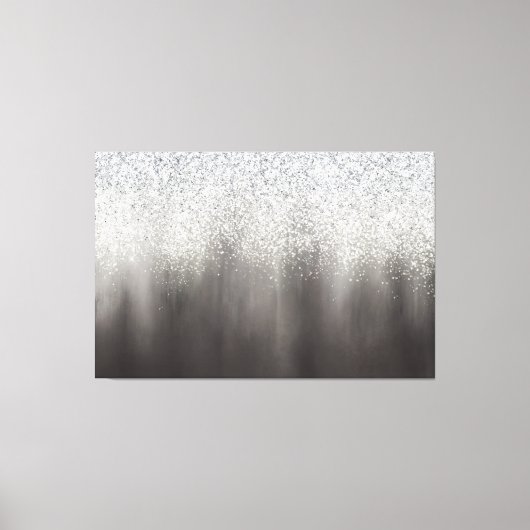 Abstract wit en grijs ombre glitter schilderen canvas afdruk (Voorkant)