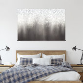 Abstract wit en grijs ombre glitter schilderen canvas afdruk (Insitu (Slaapkamer))