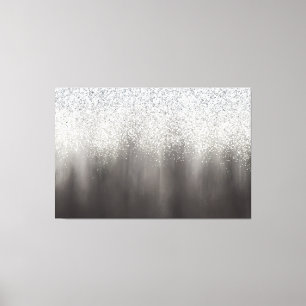 Abstract wit- en grijsschaduw glitter-schilderij canvas afdruk