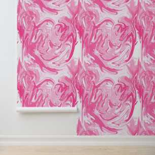 Abstract Wit en Roze Marmeren Patroon Behang