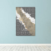 Abstract Wit, Grijs, en Goud Beige Canvas Afdruk (Insitu (Houten vloer))