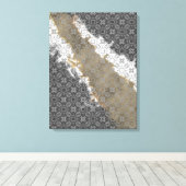 Abstract Wit, Grijs, en Goud Beige Canvas Afdruk (Insitu (Houten vloer))