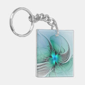 Abstract With Blue, Modern Fractal Art Sleutelhanger (Voorkant Links)
