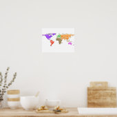 Abstract Wold Map Poster (Keuken)