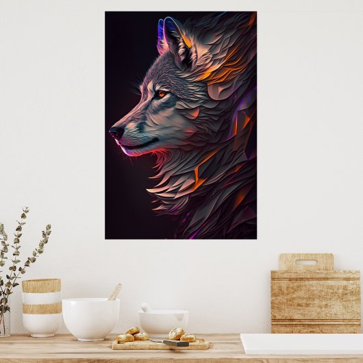 Abstract Wolf Wall Art Poster (Keuken)
