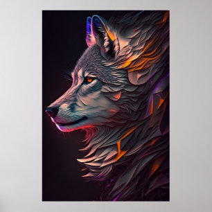 Abstract Wolf Wall Art Poster