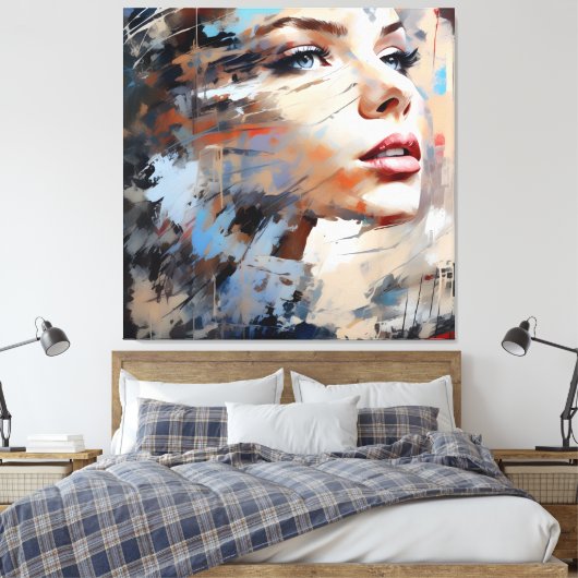 Abstract woman face 01 canvas afdruk (Insitu (Slaapkamer))