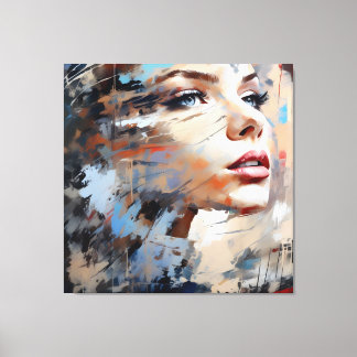 Abstract woman face 01 canvas afdruk