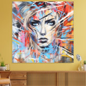 Abstract woman face 03 canvas afdruk (Insitu (Woonkamer))