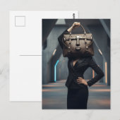 Abstract woman with bag briefkaart (Voorkant / Achterkant)