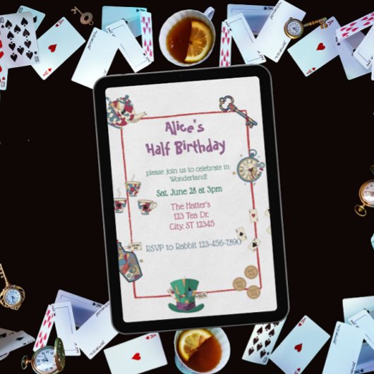 Abstract Wonderland Birthday Invitation Kaart