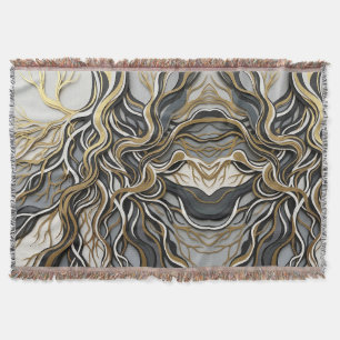 Abstract Wortelsysteem Goud Monochroom Dekens Deken