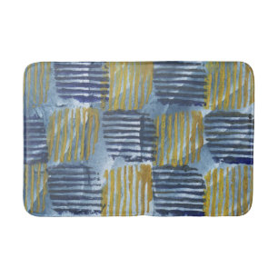 Abstract yellow and blue stripes badmat