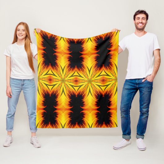 Abstract Yellow And Brown Pattern Art  Fleece Deken (In situ)