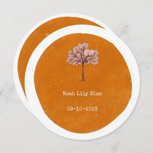 Abstract Yellow Circle Shape Pink Tree Card Kaart (Voorkant / Achterkant)