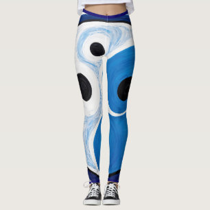 Abstract Yin Yang: Modernist Blauw & Wit Leggings